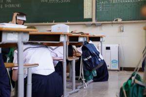 地震避難訓練の様子